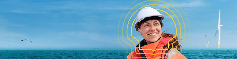 smiling woman at sea in a technical career