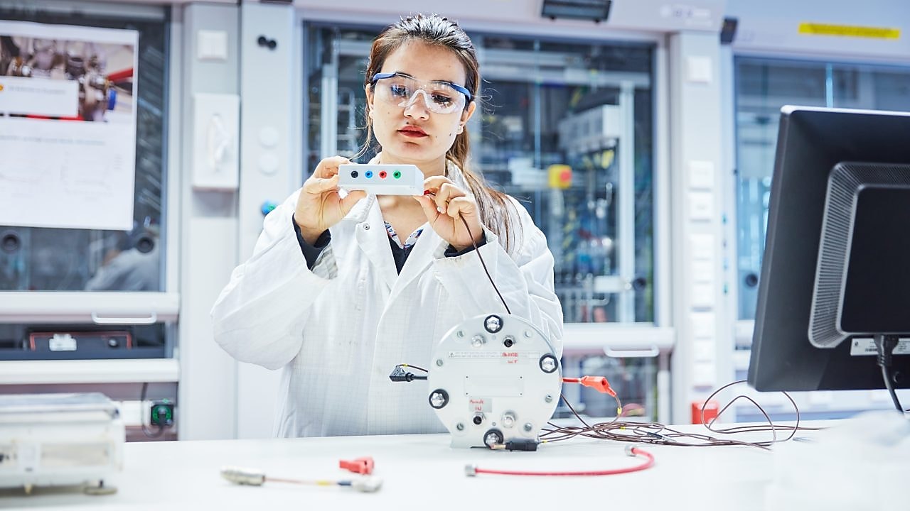 Girl looking at a device