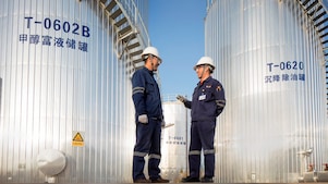 Two employees discussing