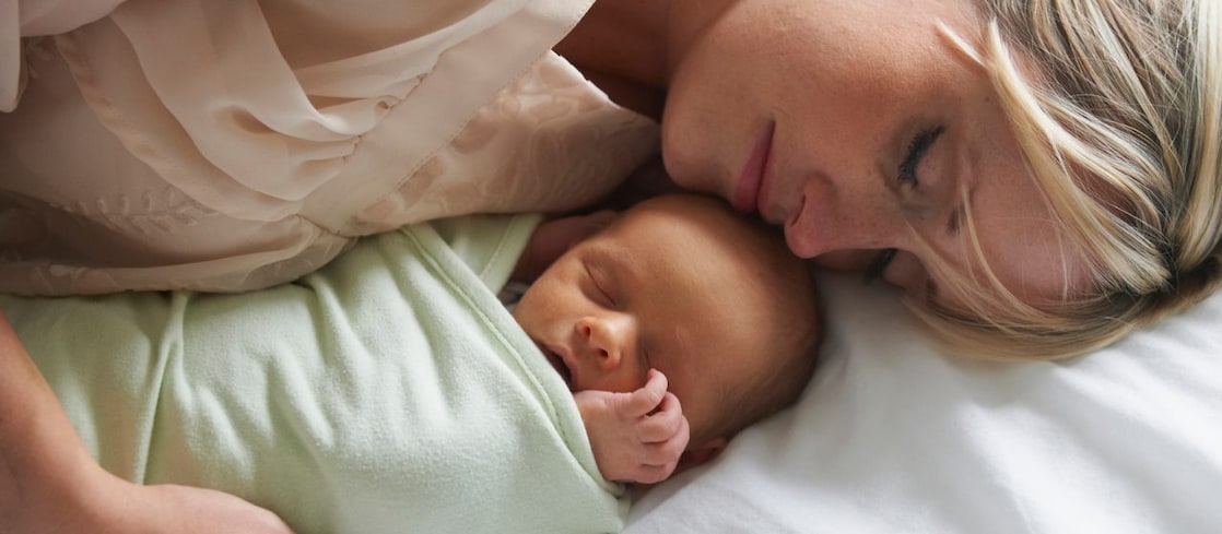 Mum and baby sleeping