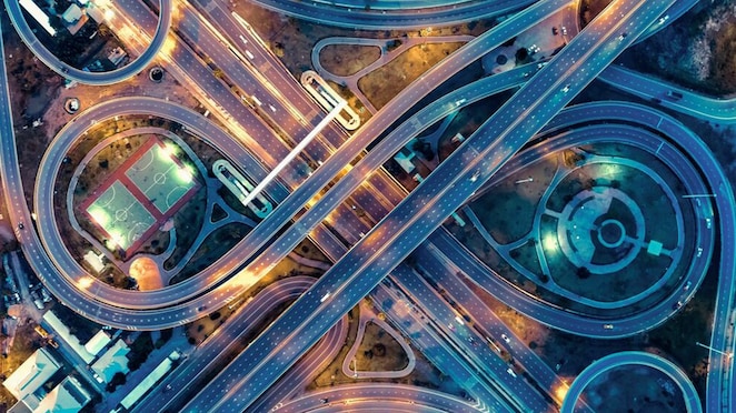 Aerial view of flyovers