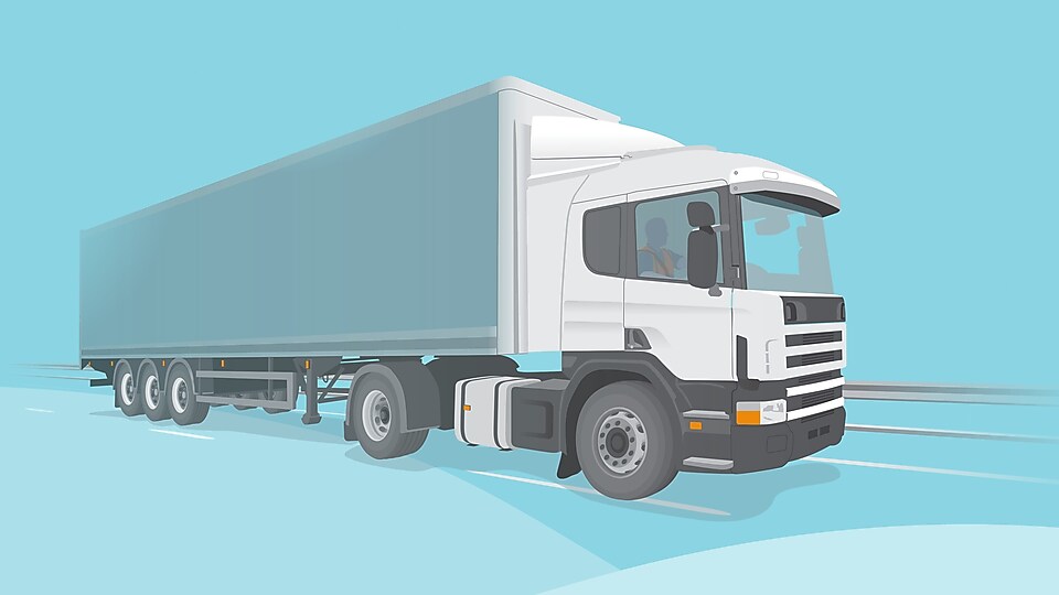 Illustration of white and blue truck