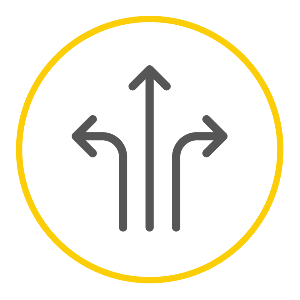 Icon of three arrows pointing different directions