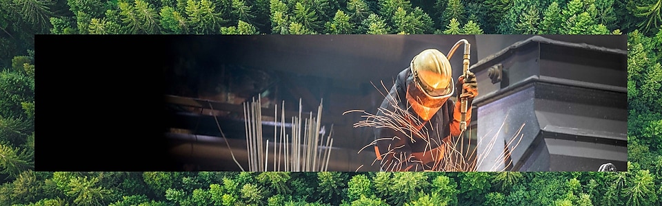 Metals engineer image layered over image of forest