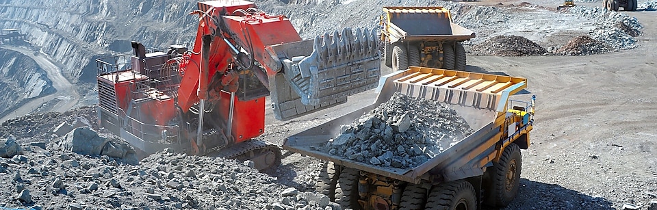 Mining vehicles at work