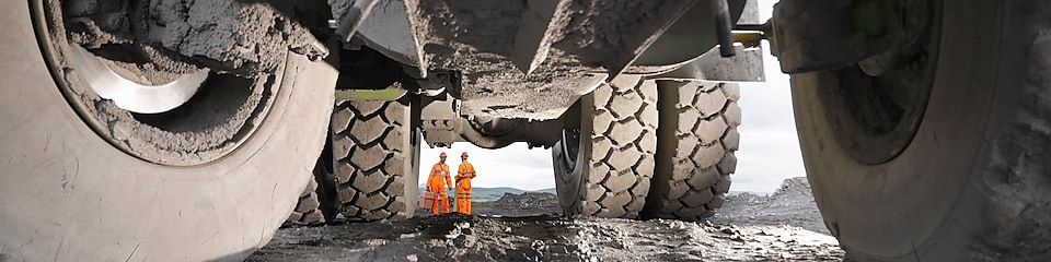 Underside of mining vehicle