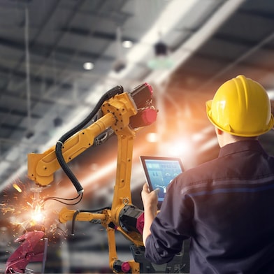 Engineer inspecting machinery