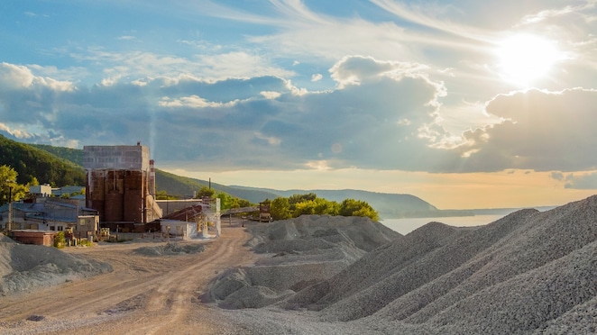 An old cement plant in a coastal setting
