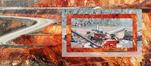 A cement mine with large mining equipment