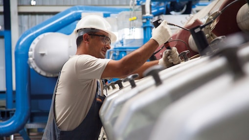 Engineer working on engine