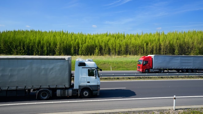 Trucks on a highway