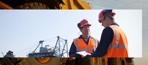 Mining workers and mining industry equipment