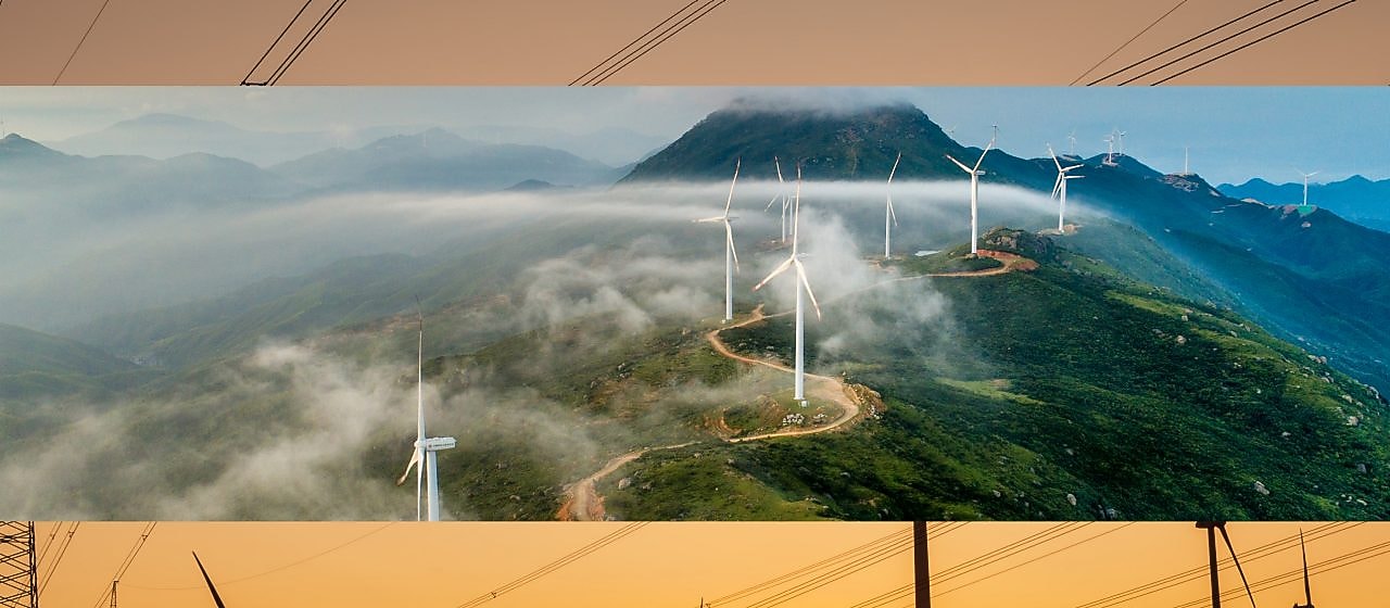 Wind turbines on a mountain top