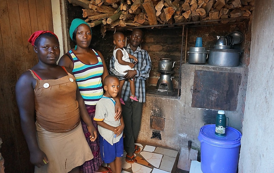 A family and their cleaner, safer cookstove
