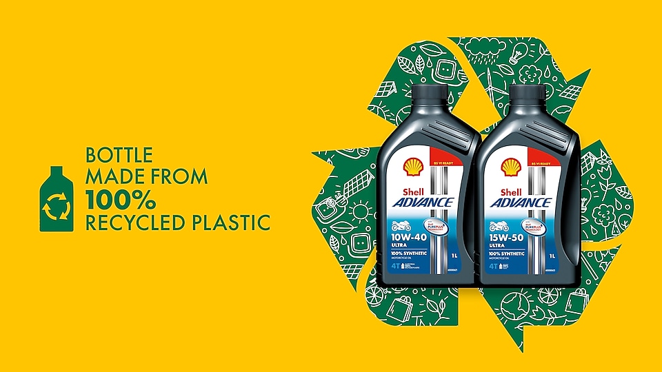 Shell Advance Ultra bottles are now made from 100% recycled plastic